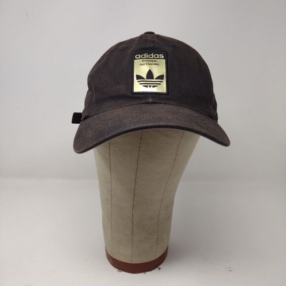 adidas Gold Trefoil Logo Black Slideback Hat Cap Adjustable Embroidered One Size - Picture 2 of 10